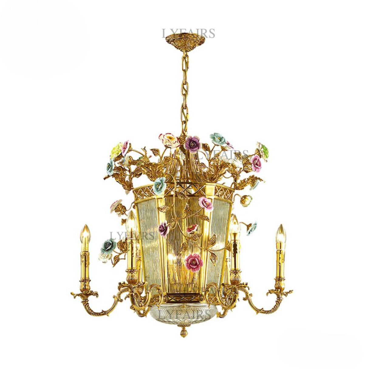 LYFAIRS x FH&Home Baroque Blossom Elegant Glass Chandelier