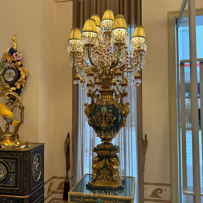 LYFAIRS x FH&Home Luxury Turquoise Grace Crystal Floor Lamp