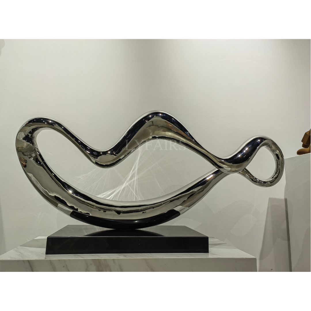 Modern Wavy Stainless Steel Statue