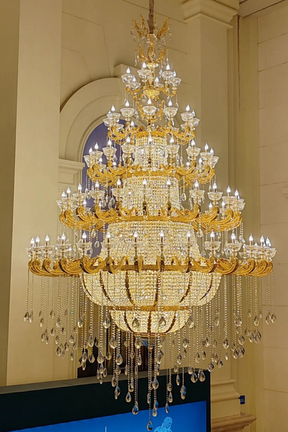 Luxury Empire Multi-layer Crystal Chandelier for High-ceiling