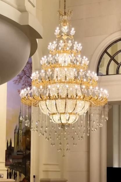 Luxury Empire Multi-layer Crystal Chandelier for High-ceiling