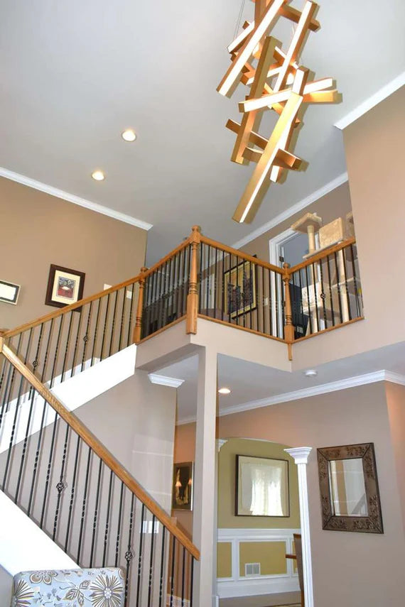 Modern Vertical Geometric Pendant for Staircase/Foyer/High-ceiling