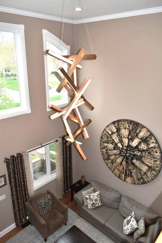 Modern Vertical Geometric Pendant for Staircase/Foyer/High-ceiling