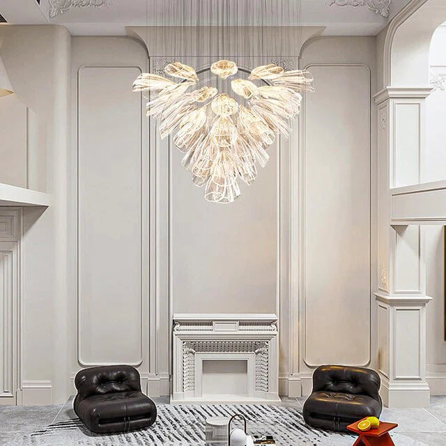 Luxury Art Design Petal-like Clear Glass Chandeliers