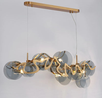 Post-modern Light Luxury Minimalist Round Glass Cluster Chandelier for Dining/Living Room/Bedroom
