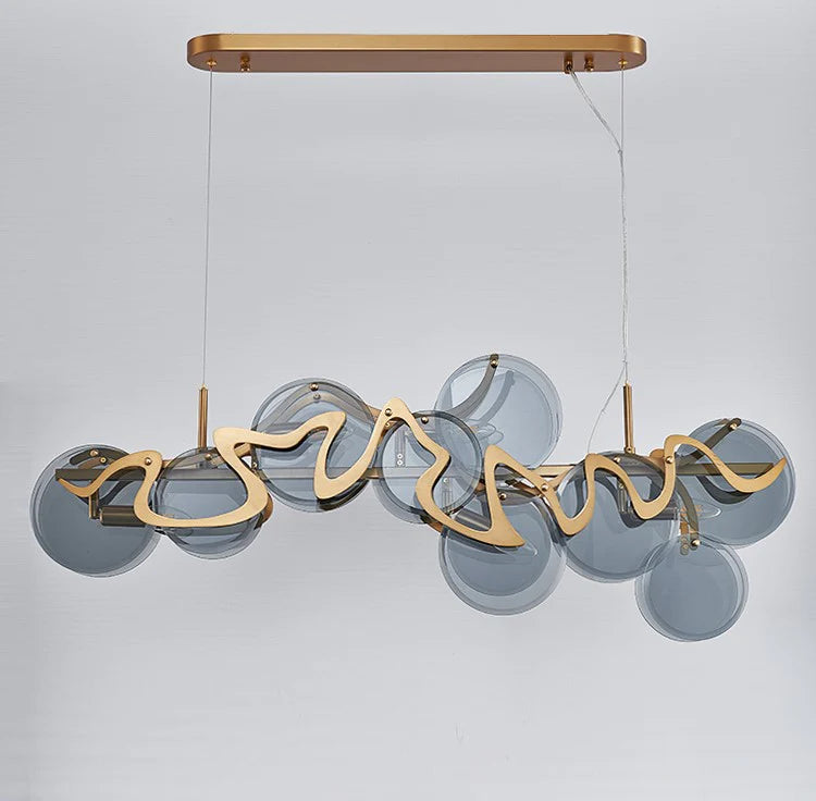 Post-modern Light Luxury Minimalist Round Glass Cluster Chandelier for Dining/Living Room/Bedroom