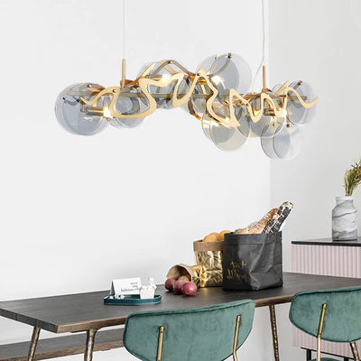 Post-modern Light Luxury Minimalist Round Glass Cluster Chandelier for Dining/Living Room/Bedroom