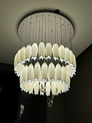 Elegant White Tulip Flower Chandelier For Foyer/ Staircase