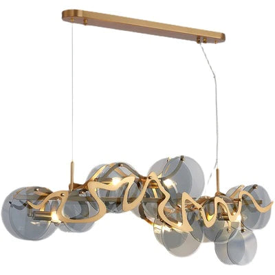 Post-modern Light Luxury Minimalist Round Glass Cluster Chandelier for Dining/Living Room/Bedroom