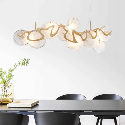 Post-modern Light Luxury Minimalist Round Glass Cluster Chandelier for Dining/Living Room/Bedroom