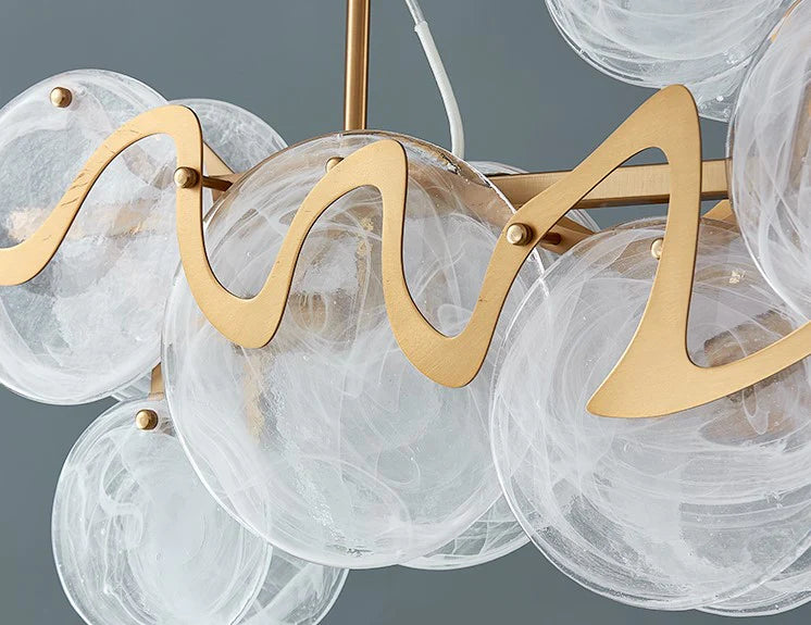 Post-modern Light Luxury Minimalist Round Glass Cluster Chandelier for Dining/Living Room/Bedroom