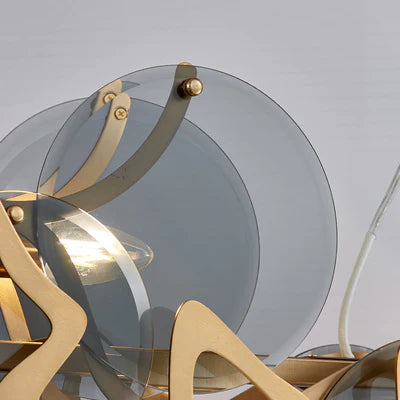 Post-modern Light Luxury Minimalist Round Glass Cluster Chandelier for Dining/Living Room/Bedroom