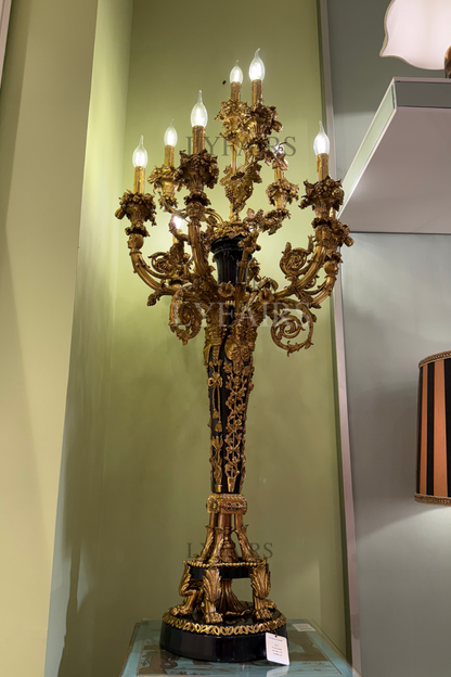 LYFAIRS x FH&Home Baroque Exquisite Brass Carved Vines Table Lamp