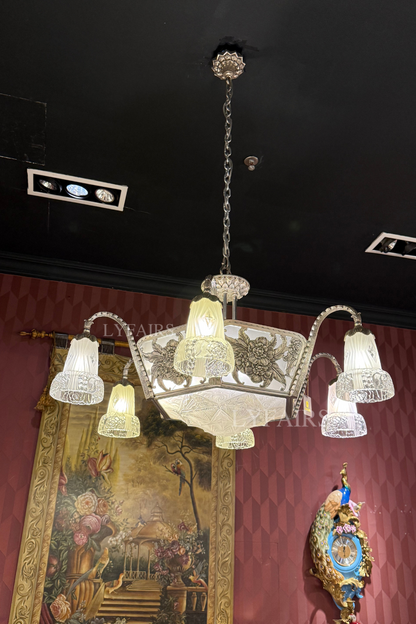 LYFAIRS x FH&Home Delicate Antique Silver Blossom Chandelier