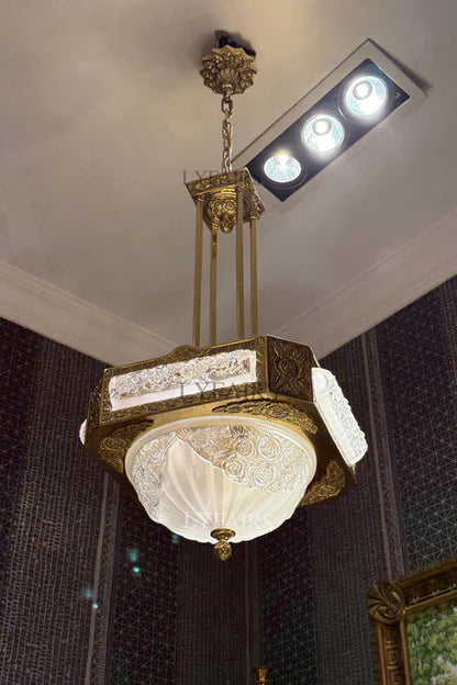 LYFAIRS x FH&Home Byzantine Style Carved Glass Chandelier