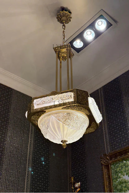 LYFAIRS x FH&Home Byzantine Style Carved Glass Chandelier