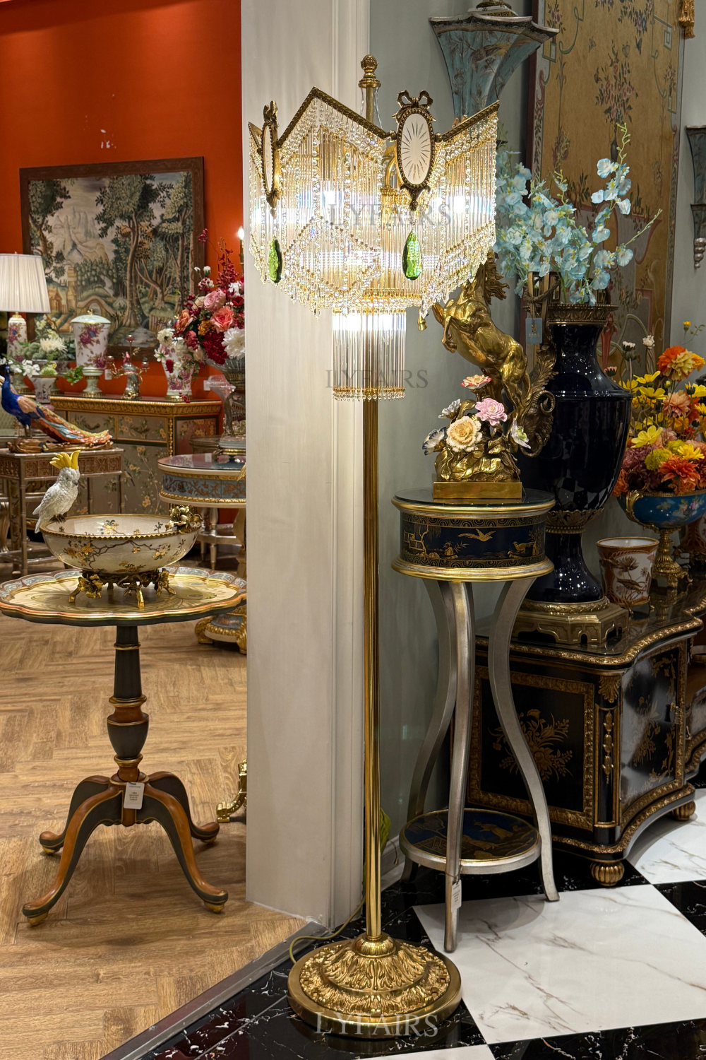LYFAIRS x FH&Home Baroque Swag-like Glass Rods Floor Lamp