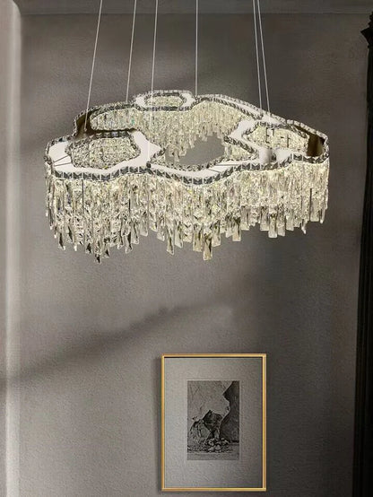 Luxury Creative Set Crystal Chandelier Designer Style Irregular Round/Oval Light Fixture For Bedroom/Living Room/Dining Room