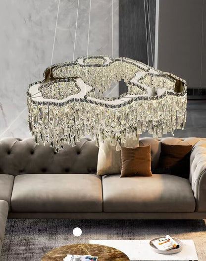 Luxury Creative Set Crystal Chandelier Designer Style Irregular Round/Oval Light Fixture For Bedroom/Living Room/Dining Room