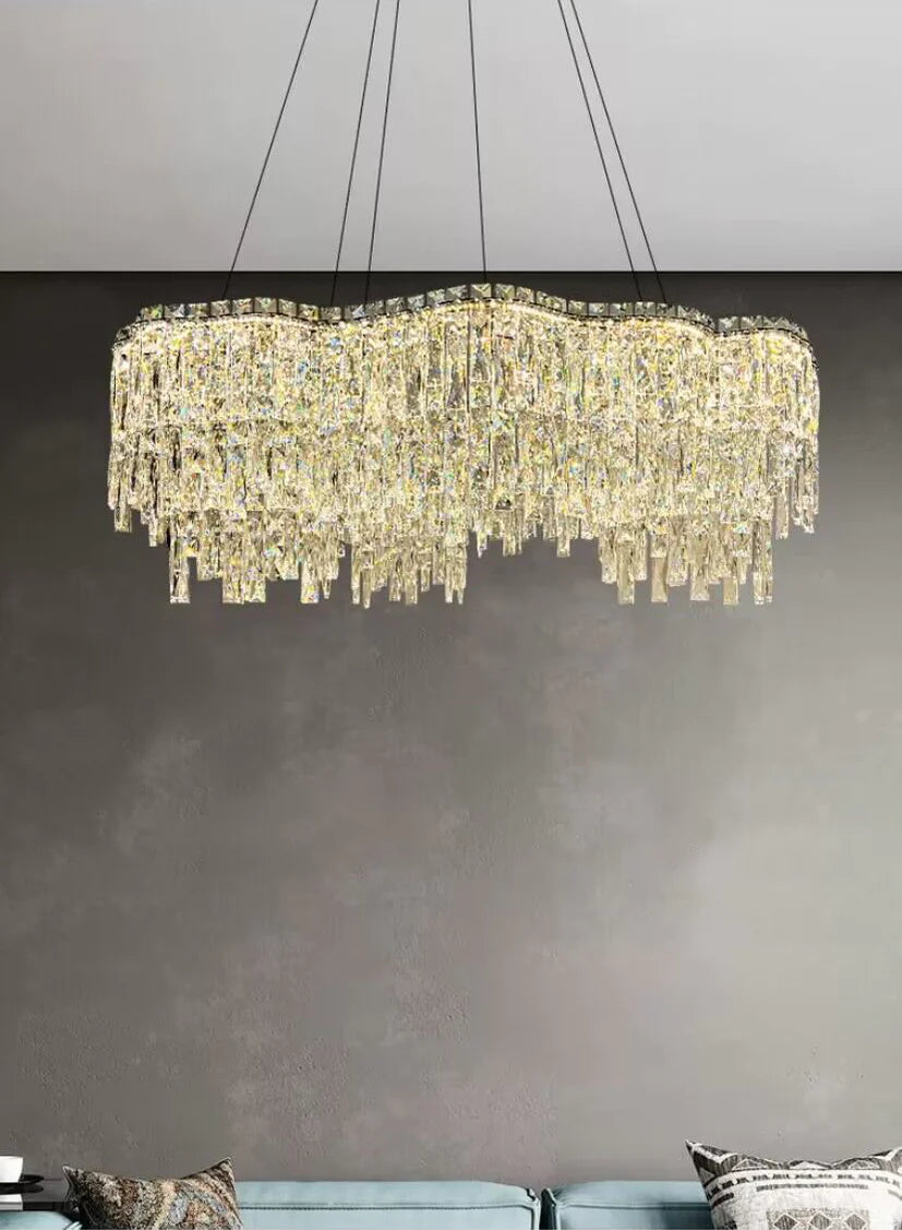 Luxury Creative Set Crystal Chandelier Designer Style Irregular Round/Oval Light Fixture For Bedroom/Living Room/Dining Room