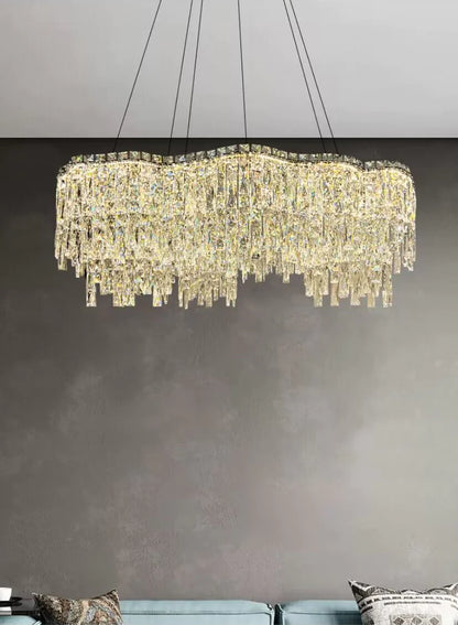 Luxury Creative Set Crystal Chandelier Designer Style Irregular Round/Oval Light Fixture For Bedroom/Living Room/Dining Room