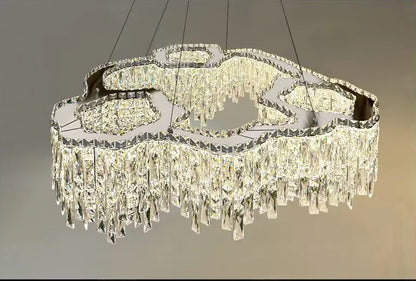 Luxury Creative Set Crystal Chandelier Designer Style Irregular Round/Oval Light Fixture For Bedroom/Living Room/Dining Room