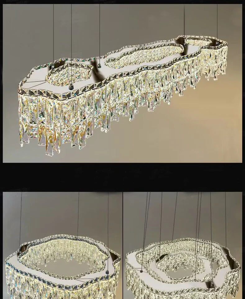 Luxury Creative Set Crystal Chandelier Designer Style Irregular Round/Oval Light Fixture For Bedroom/Living Room/Dining Room