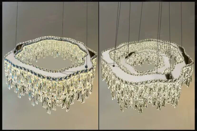 Luxury Creative Set Crystal Chandelier Designer Style Irregular Round/Oval Light Fixture For Bedroom/Living Room/Dining Room