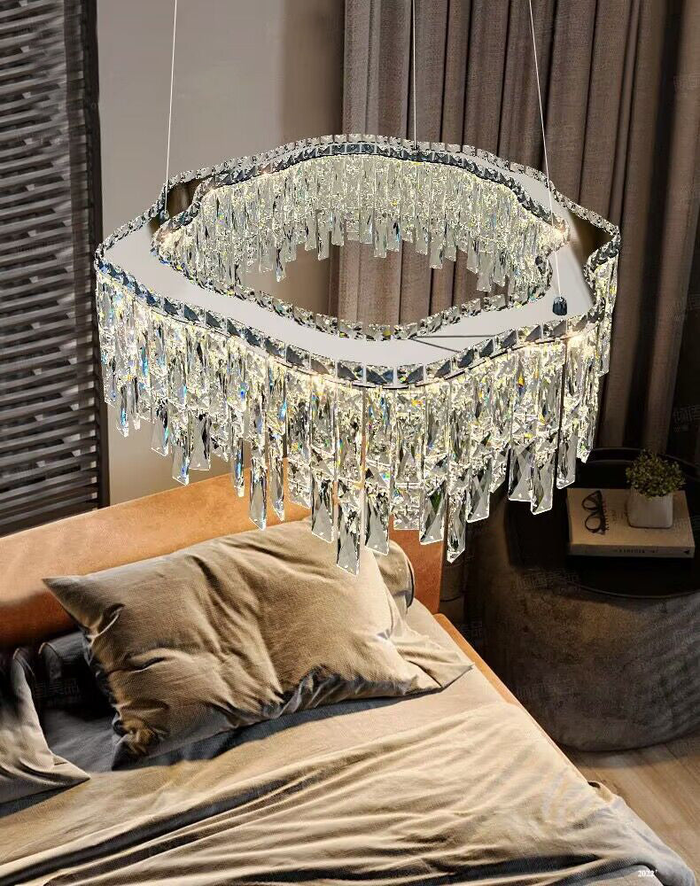 Luxury Creative Set Crystal Chandelier Designer Style Irregular Round/Oval Light Fixture For Bedroom/Living Room/Dining Room