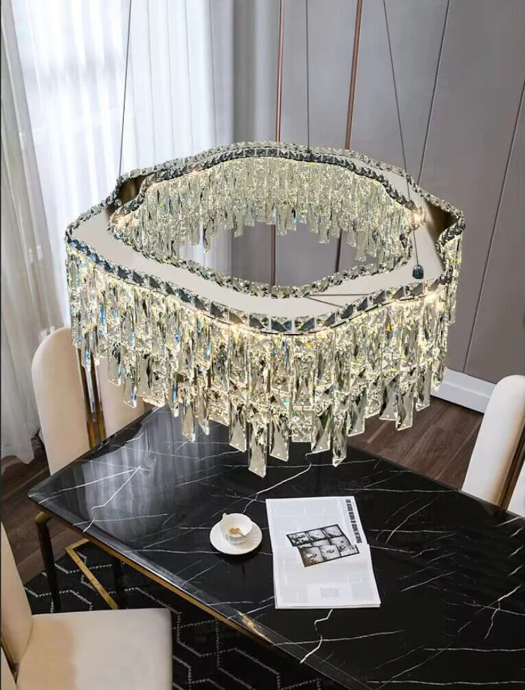Luxury Creative Set Crystal Chandelier Designer Style Irregular Round/Oval Light Fixture For Bedroom/Living Room/Dining Room