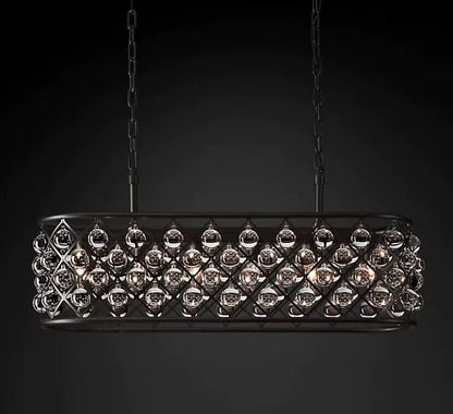 Post-modern Raindrop Crystal Chandelier Rectangle/Round Light Fixture for Living Room/Dining Table
