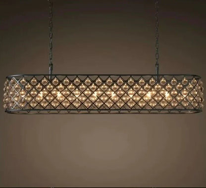 Post-modern Raindrop Crystal Chandelier Rectangle/Round Light Fixture for Living Room/Dining Table