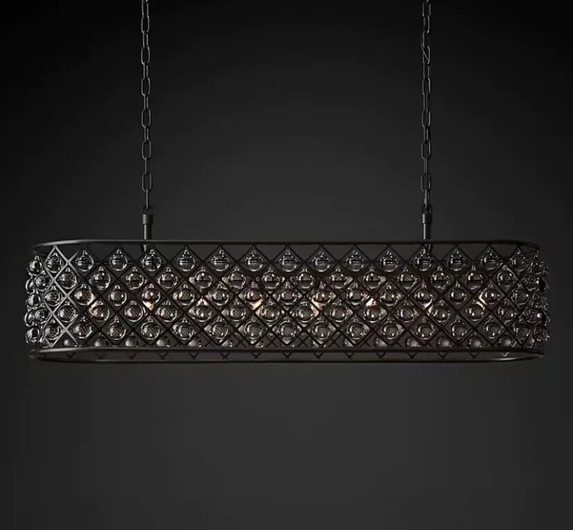 Post-modern Raindrop Crystal Chandelier Rectangle/Round Light Fixture for Living Room/Dining Table