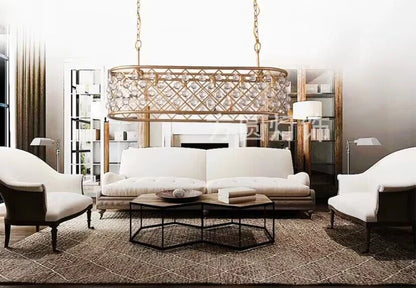 Post-modern Raindrop Crystal Chandelier Rectangle/Round Light Fixture for Living Room/Dining Table