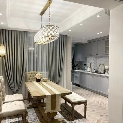 Post-modern Raindrop Crystal Chandelier Rectangle/Round Light Fixture for Living Room/Dining Table