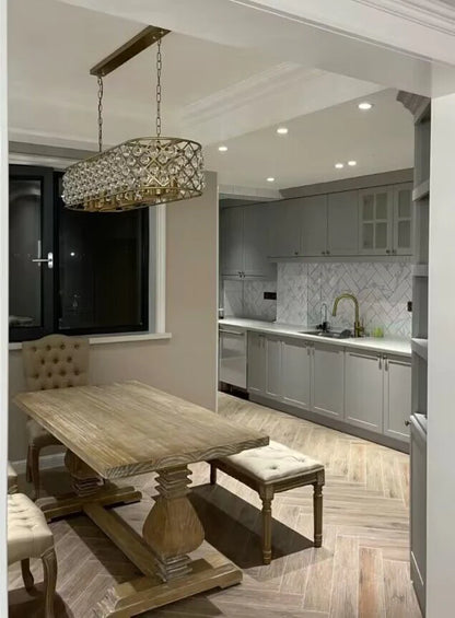 Post-modern Raindrop Crystal Chandelier Rectangle/Round Light Fixture for Living Room/Dining Table