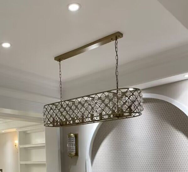 Post-modern Raindrop Crystal Chandelier Rectangle/Round Light Fixture for Living Room/Dining Table