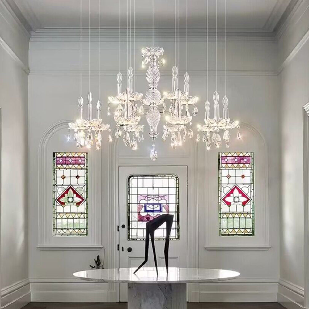 French Romantic Candle Crystal Chandelier White Modern Art Creative Pendant Light For Living Room/Dining Room/Bedroom