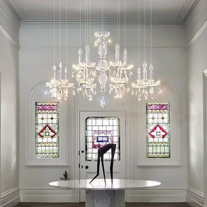 French Romantic Candle Crystal Chandelier White Modern Art Creative Pendant Light For Living Room/Dining Room/Bedroom