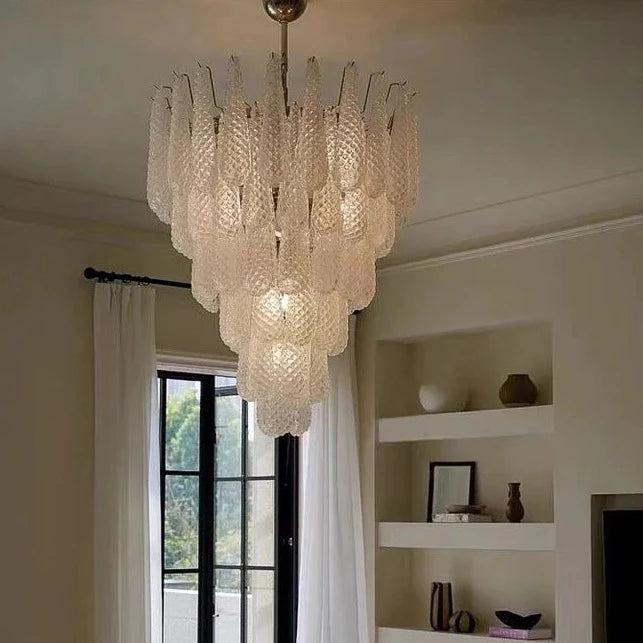 Light Luxury Multi-layered Teardrop Waterfall Chandelier for Living Room/Bedroom