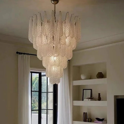 Light Luxury Multi-layered Teardrop Waterfall Chandelier for Living Room/Bedroom