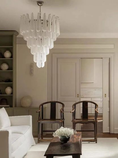 Light Luxury Multi-layered Teardrop Waterfall Chandelier for Living Room/Bedroom