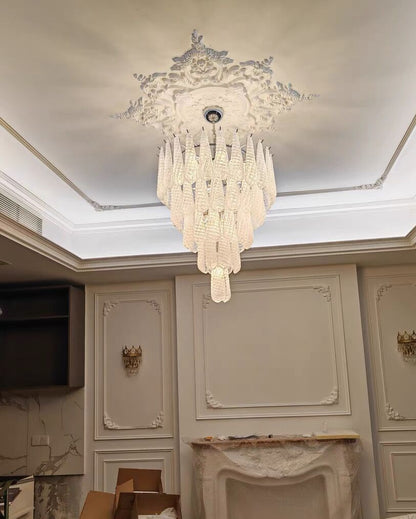 Light Luxury Multi-layered Teardrop Waterfall Chandelier for Living Room/Bedroom