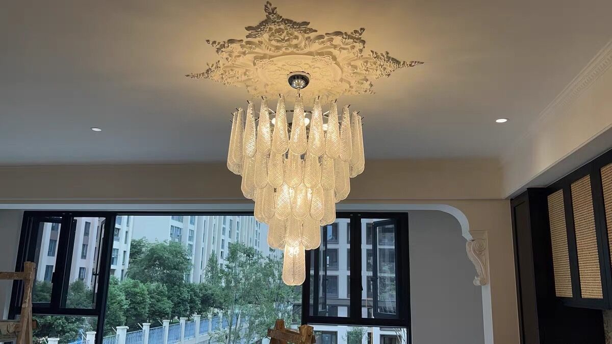 Light Luxury Multi-layered Teardrop Waterfall Chandelier for Living Room/Bedroom