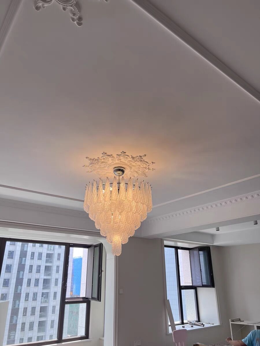 Light Luxury Multi-layered Teardrop Waterfall Chandelier for Living Room/Bedroom