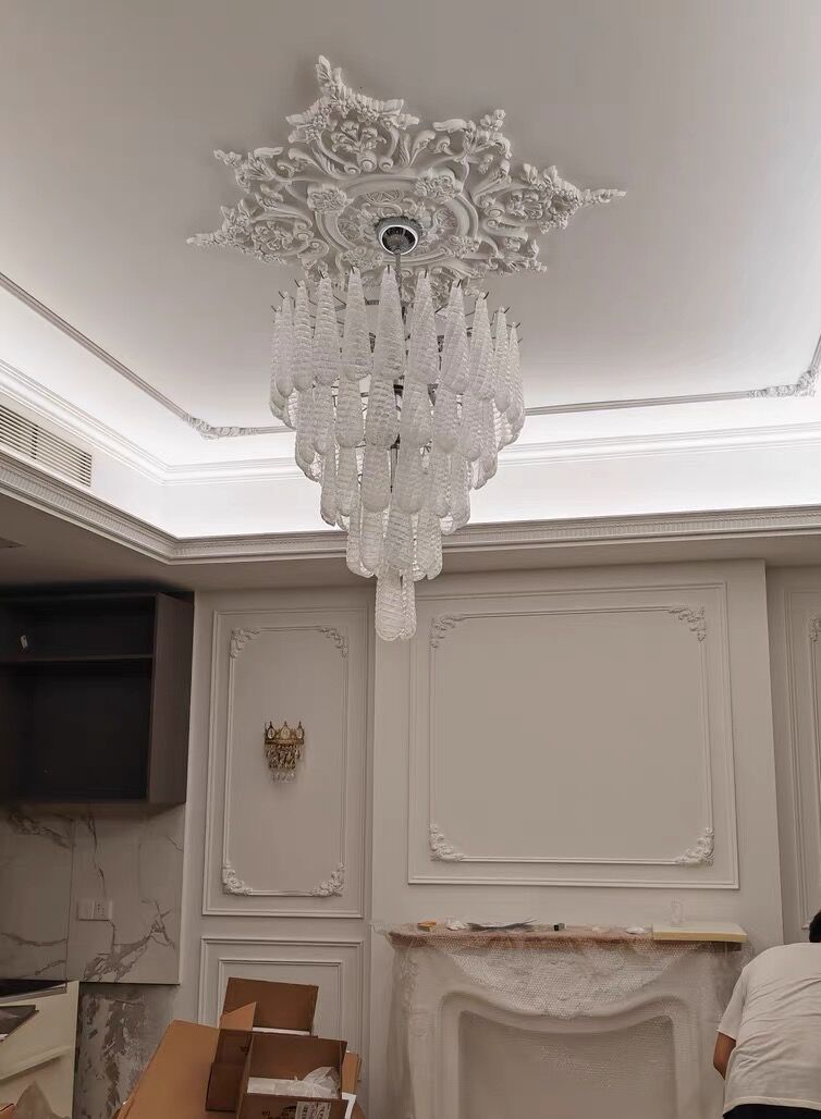 Light Luxury Multi-layered Teardrop Waterfall Chandelier for Living Room/Bedroom