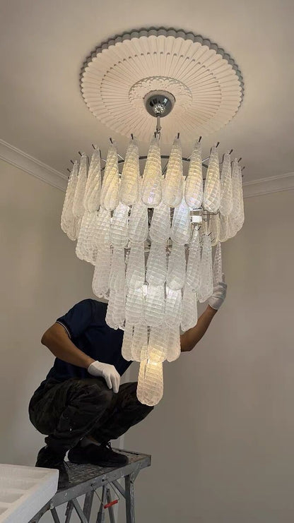 Light Luxury Multi-layered Teardrop Waterfall Chandelier for Living Room/Bedroom