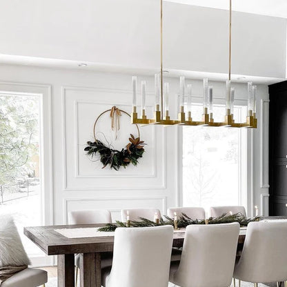 Modern Linear Round/Linear Tubular Glass Chandelier for Dining Room/Kitchen Island