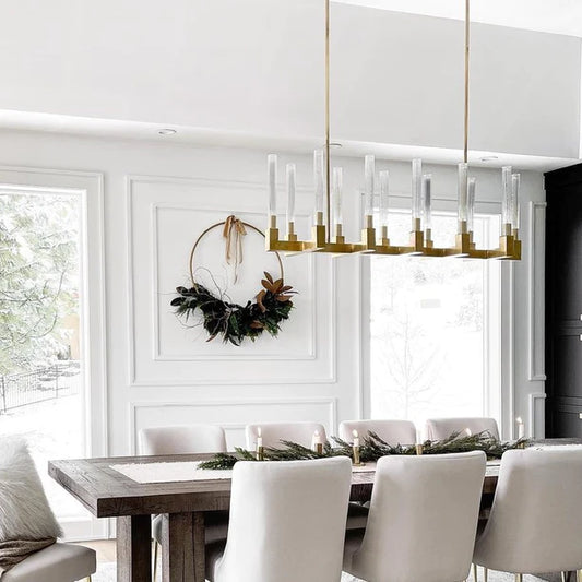 Modern Linear Round/Linear Tubular Glass Chandelier for Dining Room/Kitchen Island