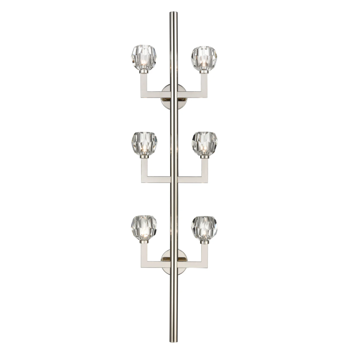 Modern Tree-Like Gold Wall Lamp with Symmetrical Arms Crystal Accents